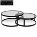 Sweeney Nested Grey Glass Coffee Table - Black Base Coffee Tables