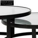 Sweeney Nested Grey Glass Coffee Table - Black Base Coffee Tables