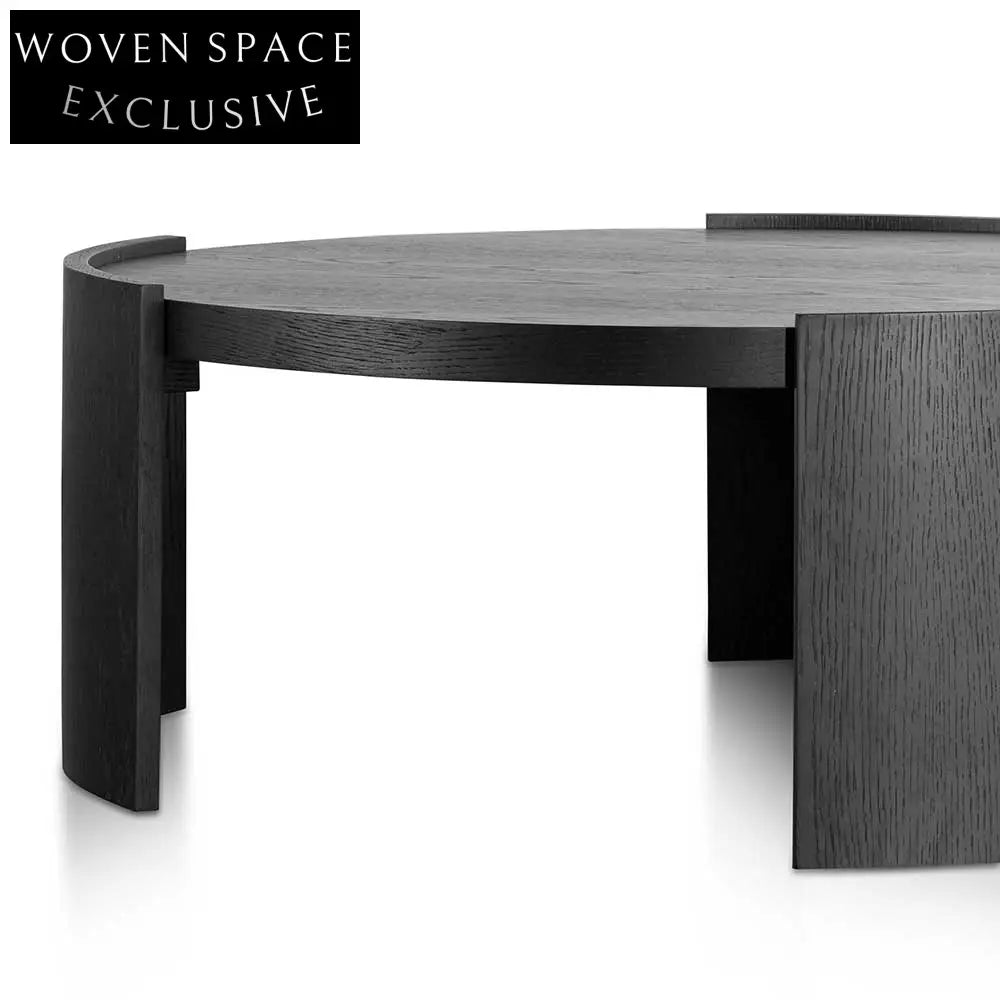 Tamera 100cm Wooden Round Coffee Table - Black Coffee Tables