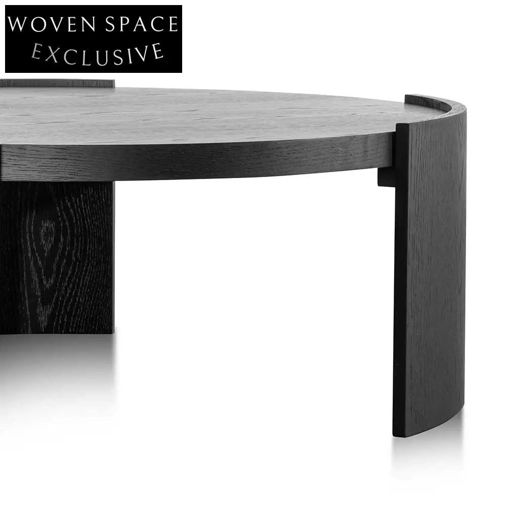 Tamera 100cm Wooden Round Coffee Table - Black Coffee Tables