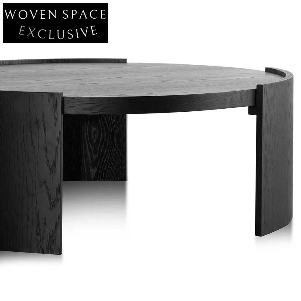 Tamera 100cm Wooden Round Coffee Table - Black Coffee Tables