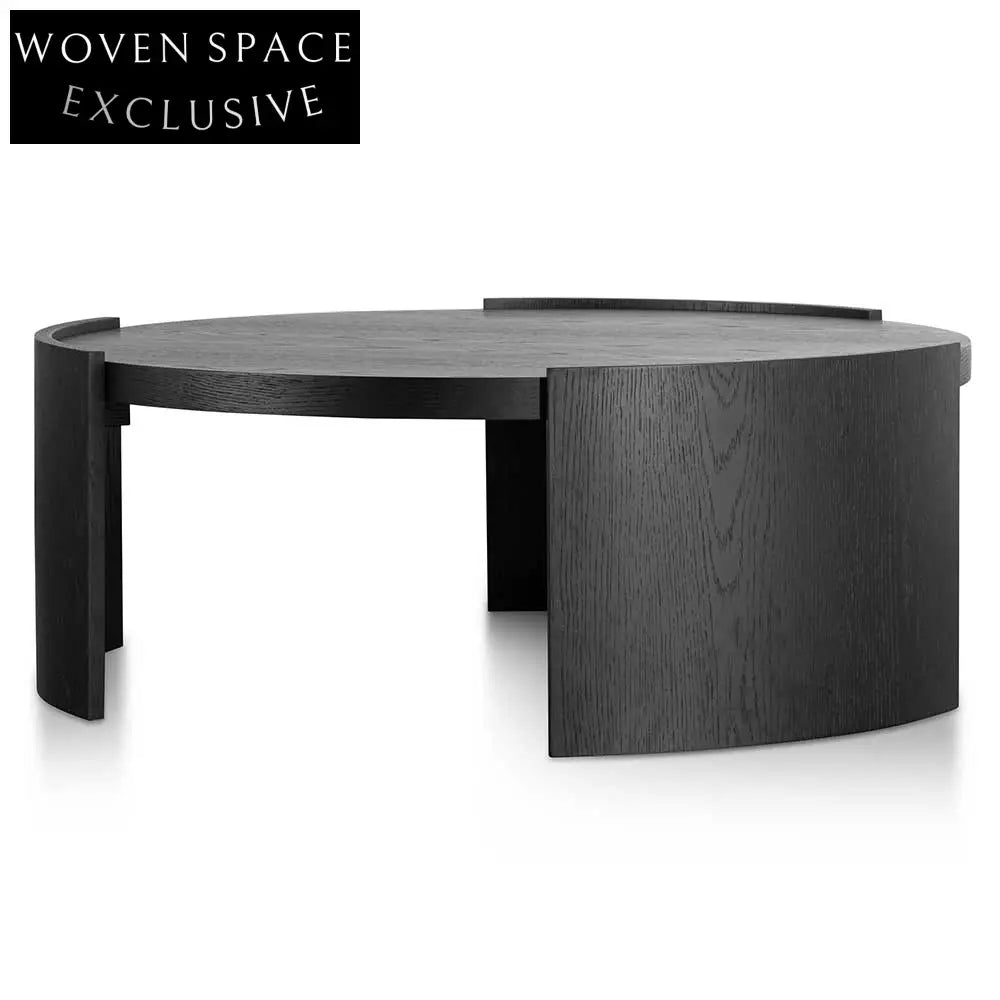 Tamera 100cm Wooden Round Coffee Table - Black