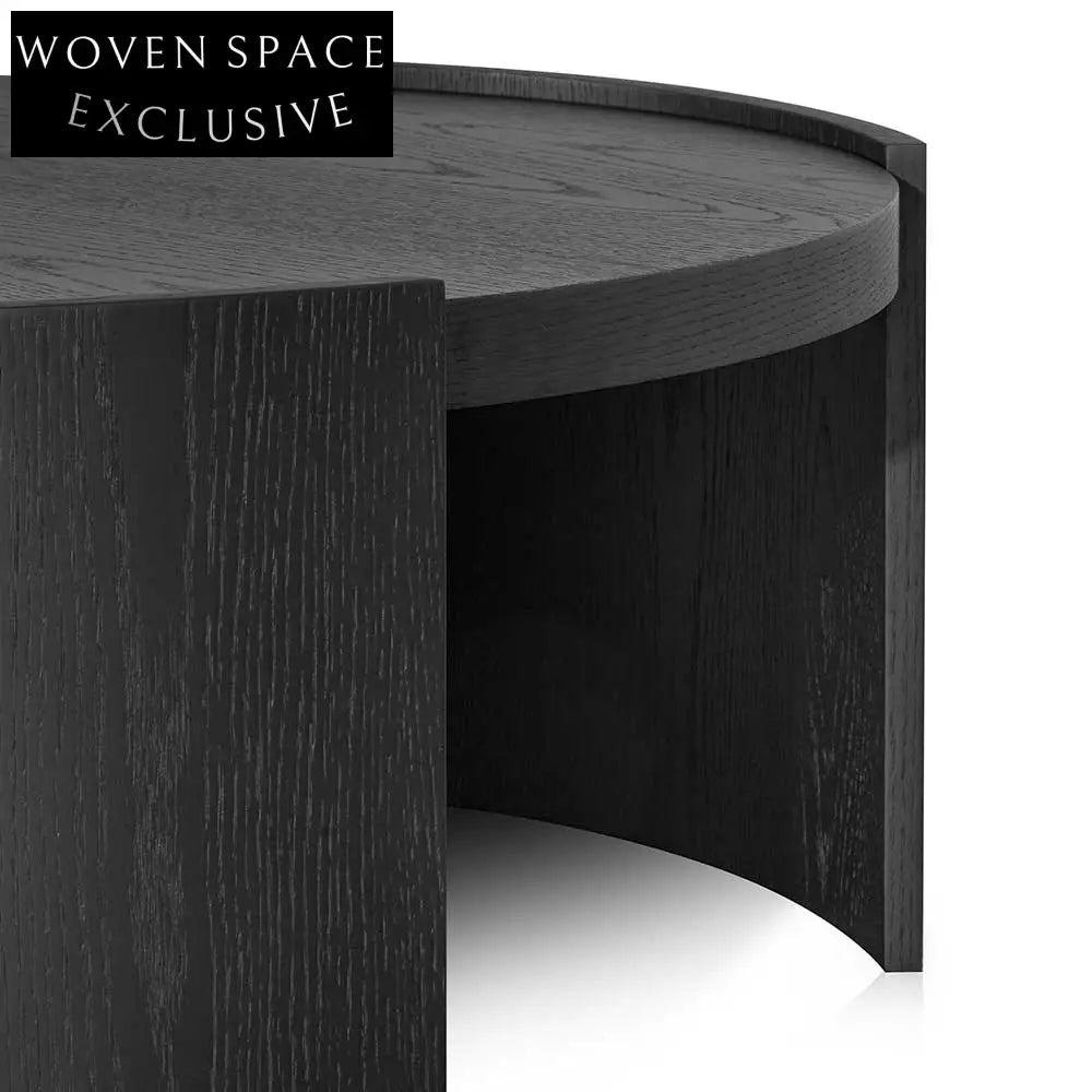 Tamera 100cm Wooden Round Coffee Table - Black Coffee Tables