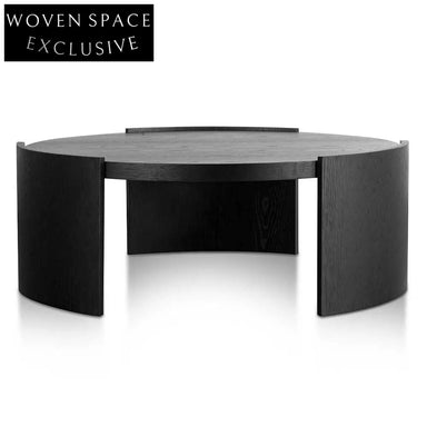 Tamera 100cm Wooden Round Coffee Table - Black Coffee Tables