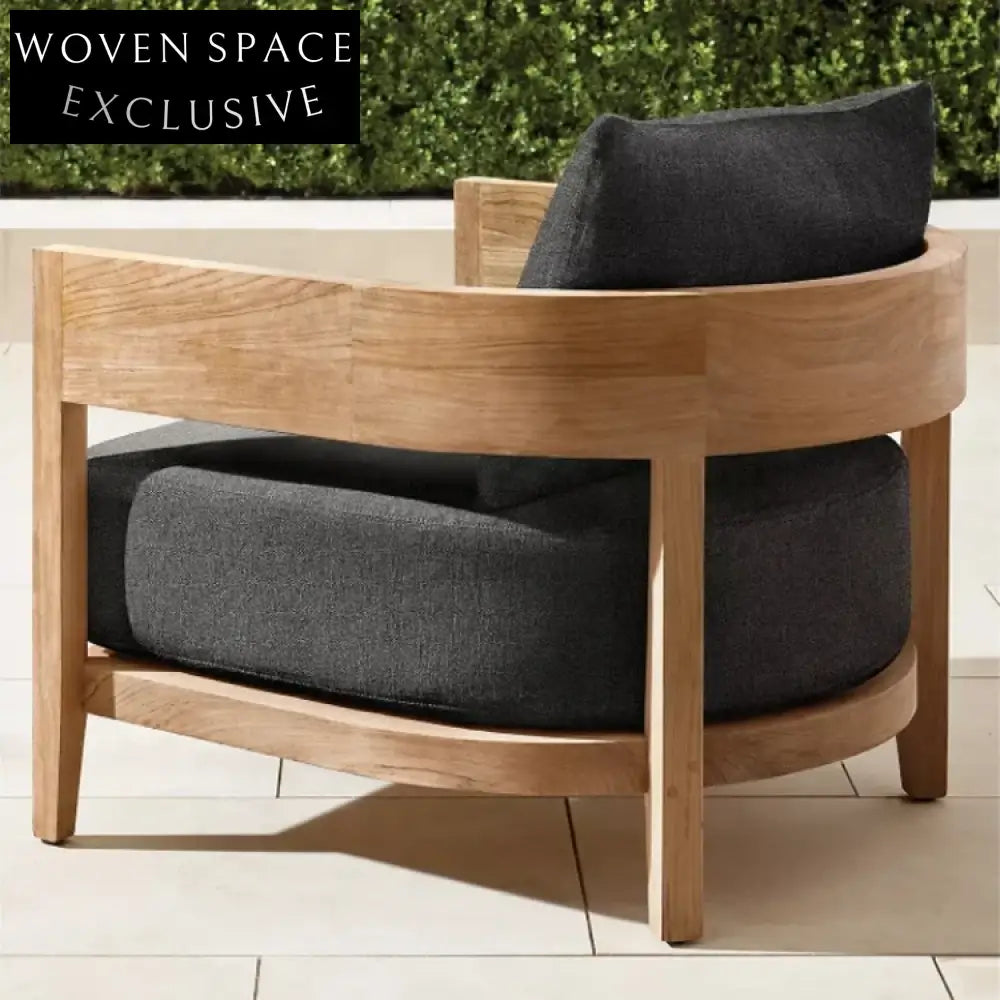 Teak Wood Outdoor Sectional Sofa with Fabric Cushions