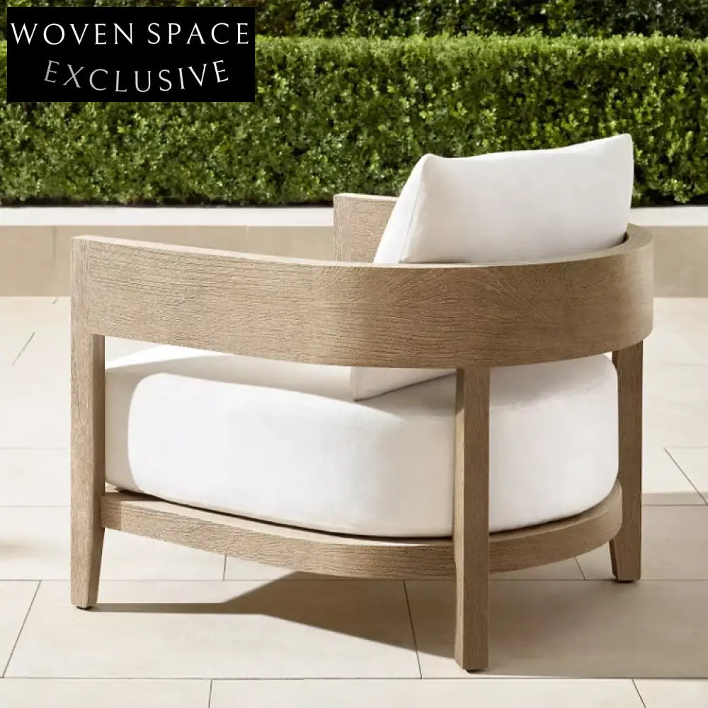 Teak Wood Outdoor Sectional Sofa with Fabric Cushions