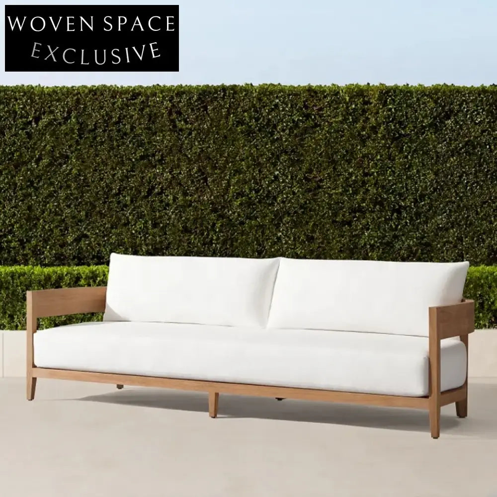 Teak Wood Outdoor Sectional Sofa with Fabric Cushions