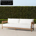 Teak Wood Outdoor Sectional Sofa with Fabric Cushions