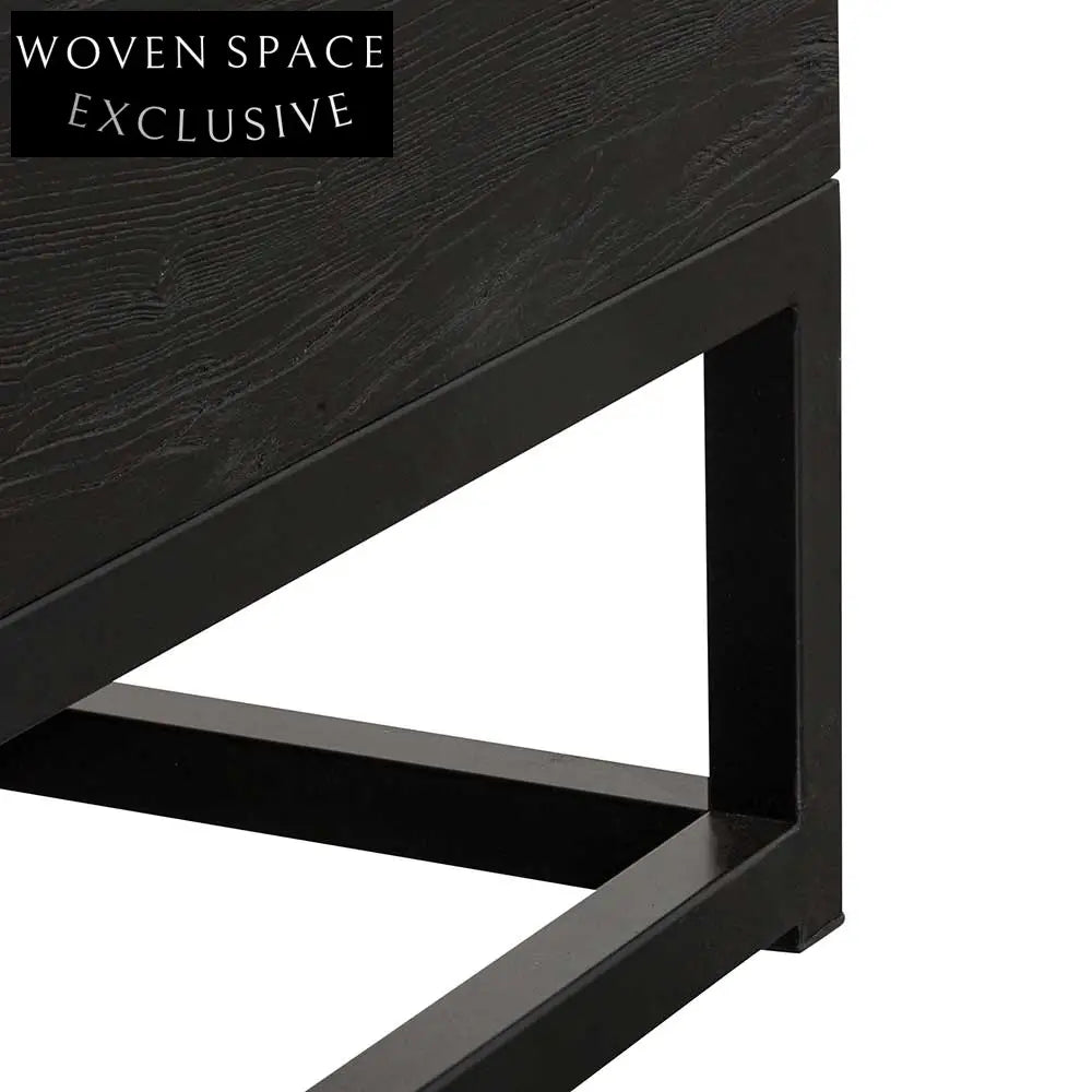 Ted 1.2m Elm Coffee Table - Full Black Coffee Tables