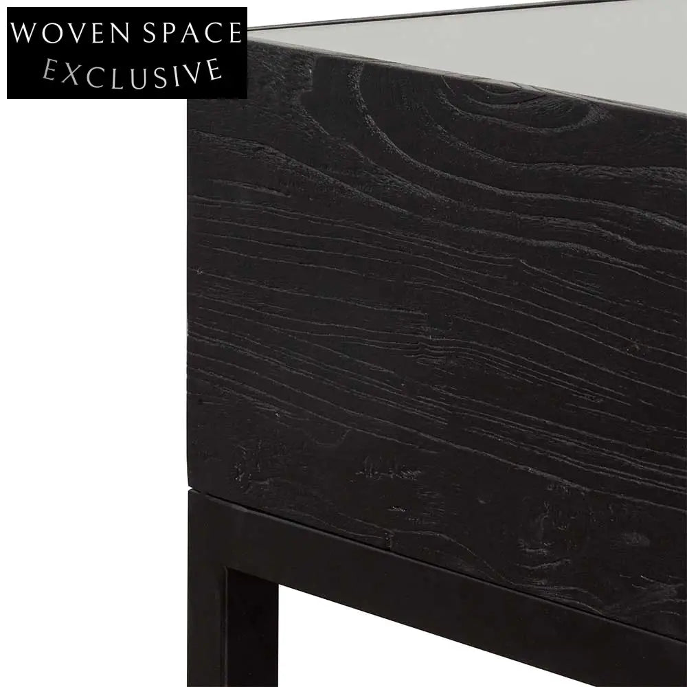 Ted 1.2m Elm Coffee Table - Full Black Coffee Tables