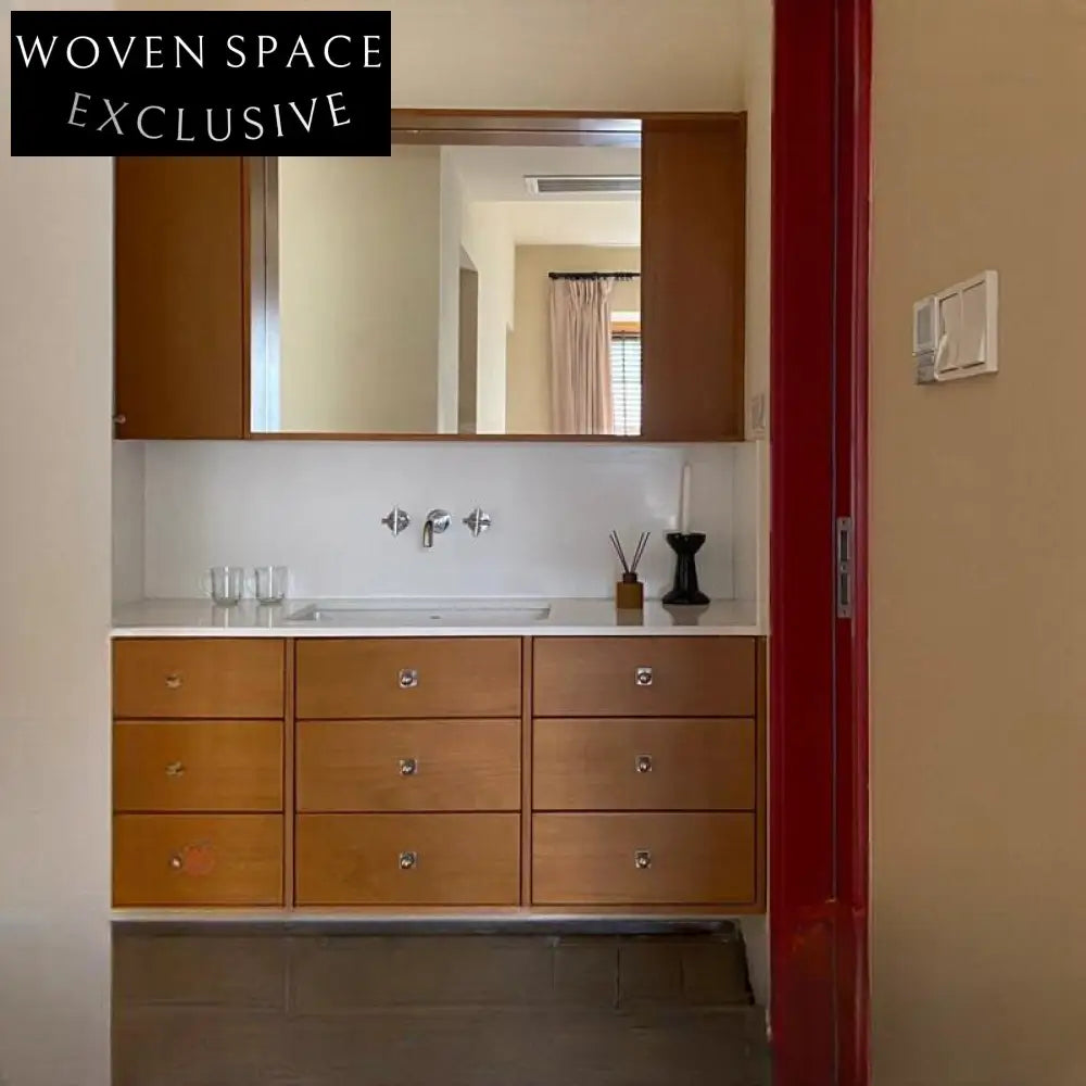 Theodore Cherry Wood Bathroom Cabinet with Ceramic Basin