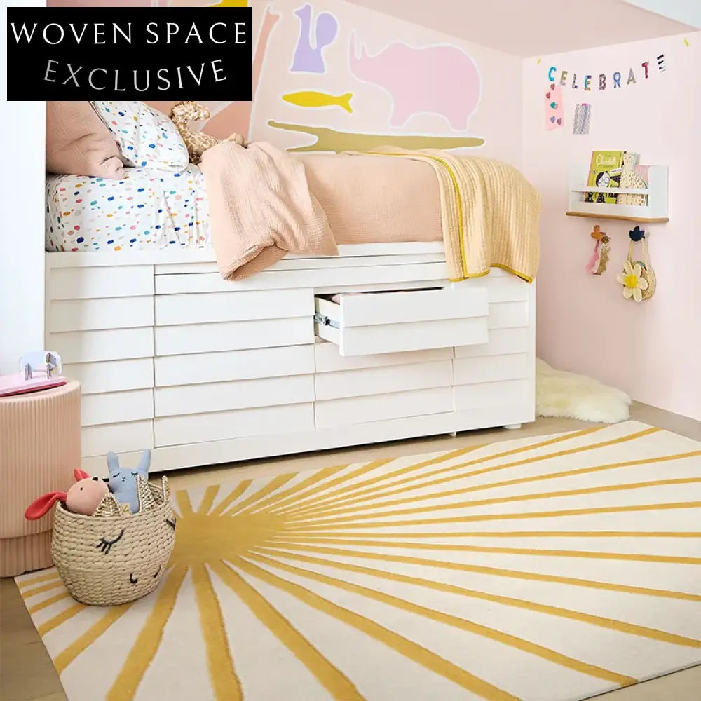 Thickened Sun Stripes Cartoon Design Children's Bedroom Study Area Rug