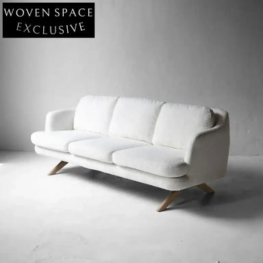Chic White Boucle Nordic Sofa Modern Wooden Frame Living Room Furniture