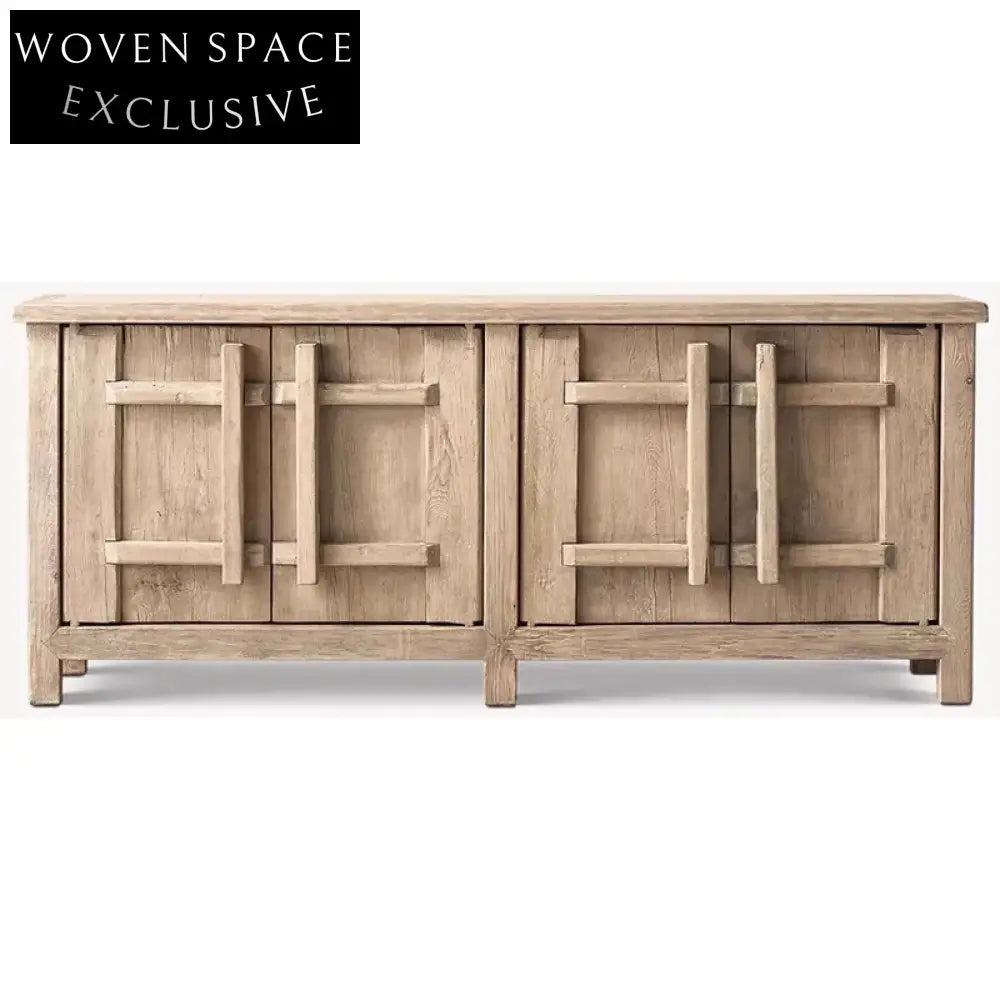 Timeless Retro Solid Wood 4-Door Storage Console Sideboard Cabinet