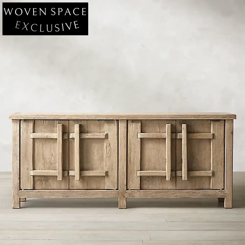 Timeless Retro Solid Wood 4-Door Storage Console Sideboard Cabinet