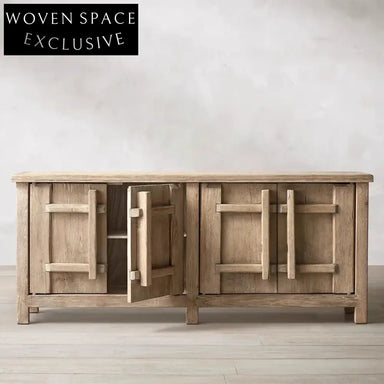 Timeless Retro Solid Wood 4-Door Storage Console Sideboard Cabinet