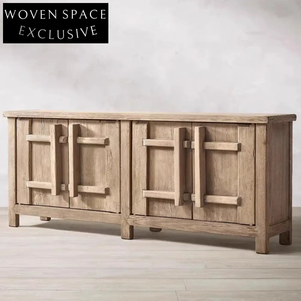 Timeless Retro Solid Wood 4-Door Storage Console Sideboard Cabinet