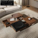 Timeless Solid Wood Square Coffee Table with Drawer, Medieval Style, Contrast Finish Table