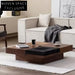 Timeless Solid Wood Square Coffee Table with Drawer, Medieval Style, Contrast Finish Table