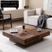 Timeless Solid Wood Square Coffee Table with Drawer, Medieval Style, Contrast Finish Table