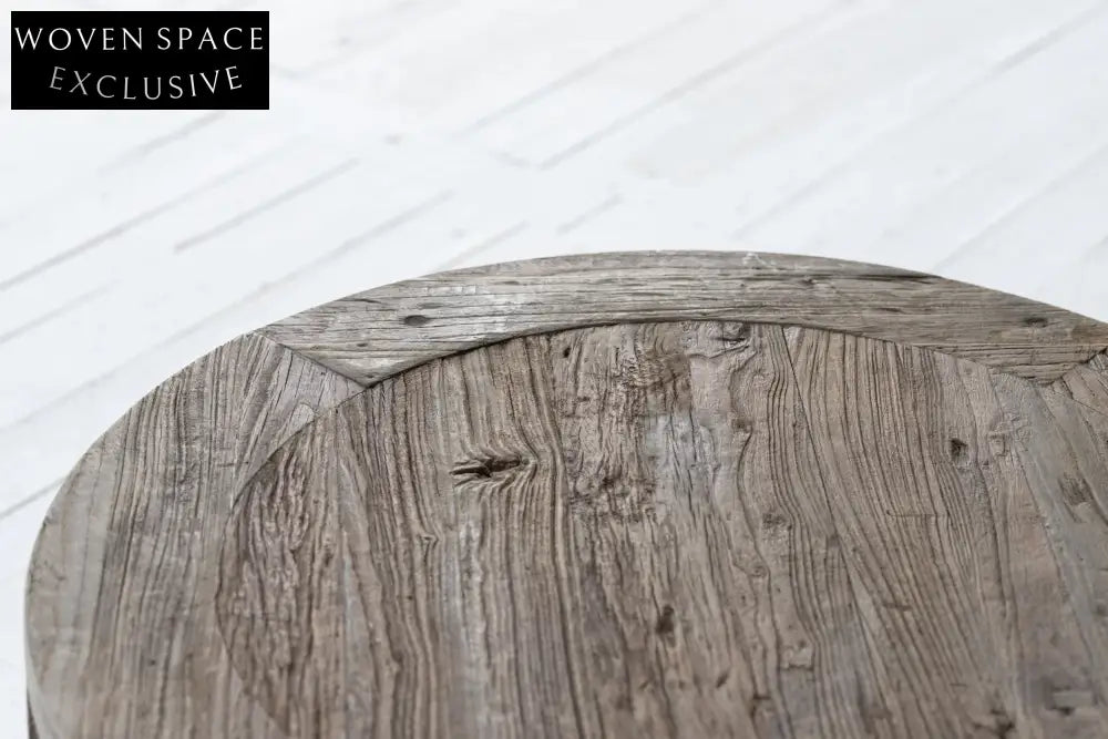 Vintage Round Elm Coffee Table for Living Room - Solid Wood Antique Design
