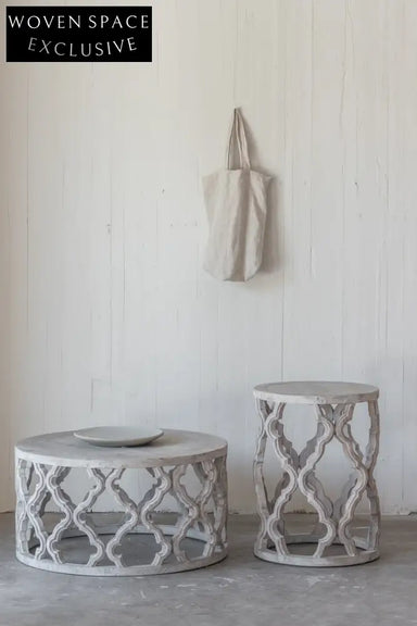 Vintage Round Elm Coffee Table for Living Room - Solid Wood Antique Design