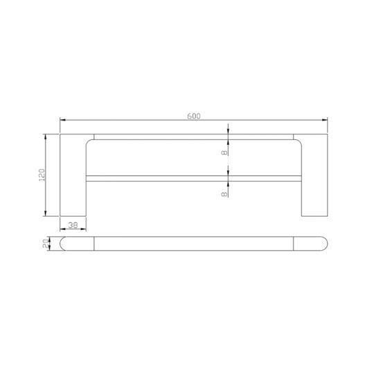 AU Series Double Towel Rail 600mm
