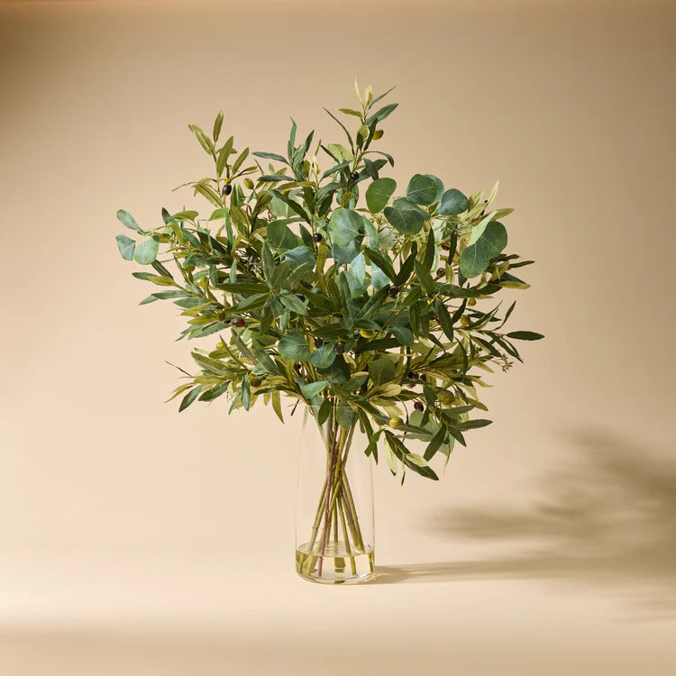 Faux Olive Eucalyptus Mix Arrangement - Alana Vase
