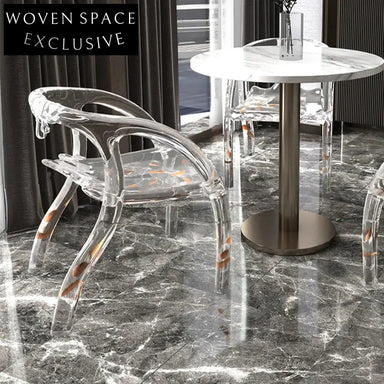 Transparent Acrylic Ice-Shaped Arm Dining Chair for Elegant Indoor & Outdoor Events