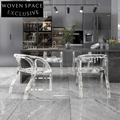 Transparent Acrylic Ice-Shaped Arm Dining Chair for Elegant Indoor & Outdoor Events