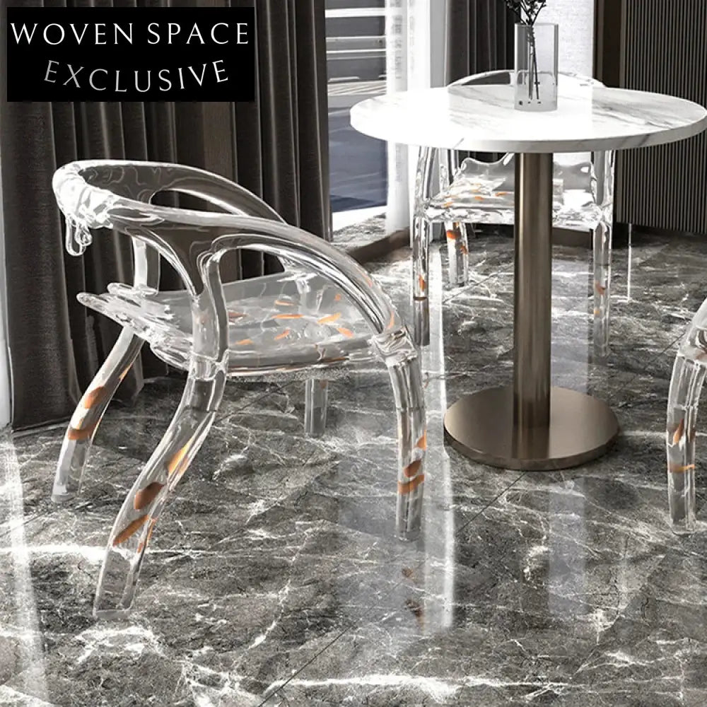Transparent Acrylic Ice-Shaped Arm Dining Chair for Elegant Indoor & Outdoor Events