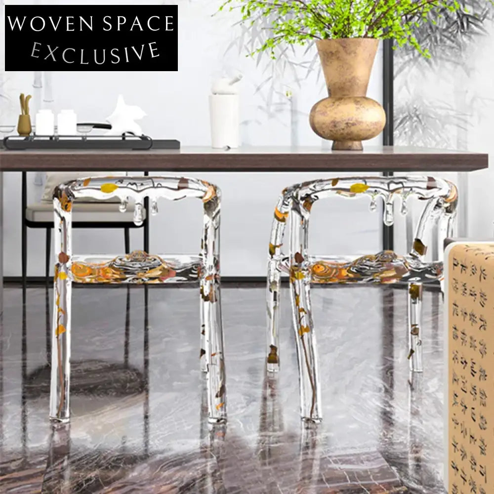 Transparent Acrylic Ice-Shaped Arm Dining Chair for Elegant Indoor & Outdoor Events