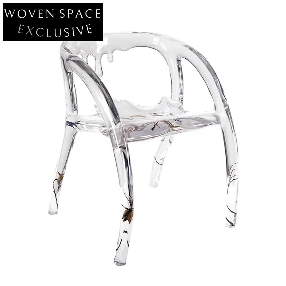 Transparent Acrylic Ice-Shaped Arm Dining Chair for Elegant Indoor & Outdoor Events