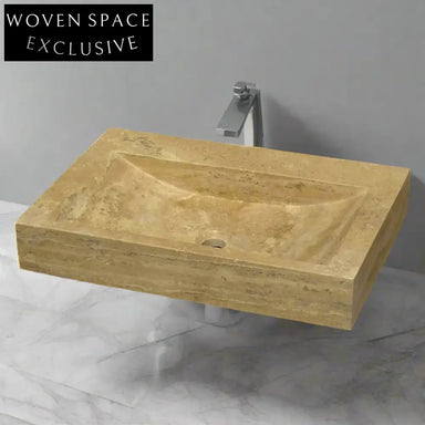 Travertine Natural Stone Sink Carrara Marble Powder Room Sink