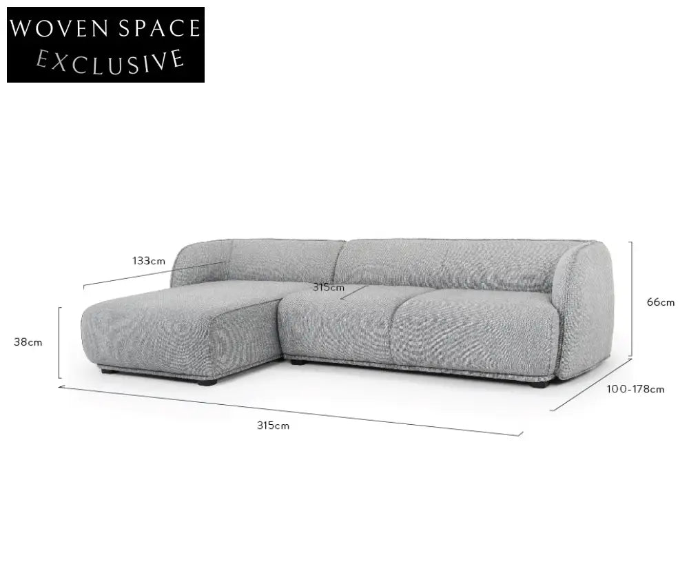 Troy 3 Seater Left Chaise Sofa - Graphite Grey Sofas