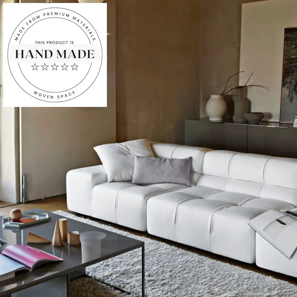 Tufted Italian Modern Modular Sectional L-Shape Fabric Convertible Recliner Sofa