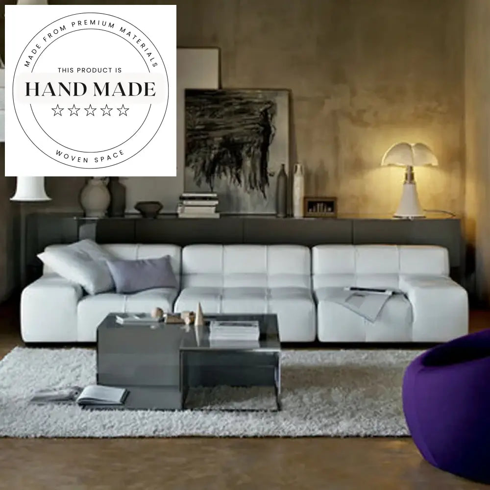 Tufted Italian Modern Modular Sectional L-Shape Fabric Convertible Recliner Sofa