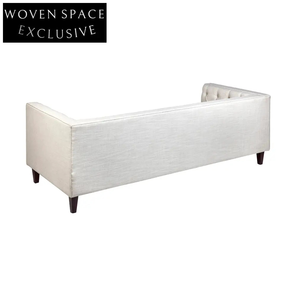 Tuxedo 3 Seater Tufted Sofa - Natural Linen Sofa