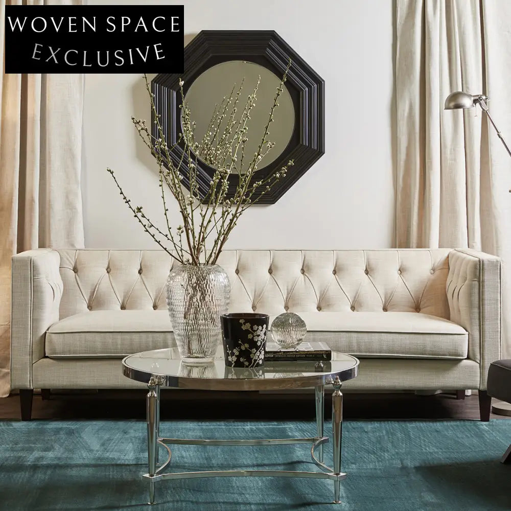 Tuxedo 3 Seater Tufted Sofa - Natural Linen Sofa