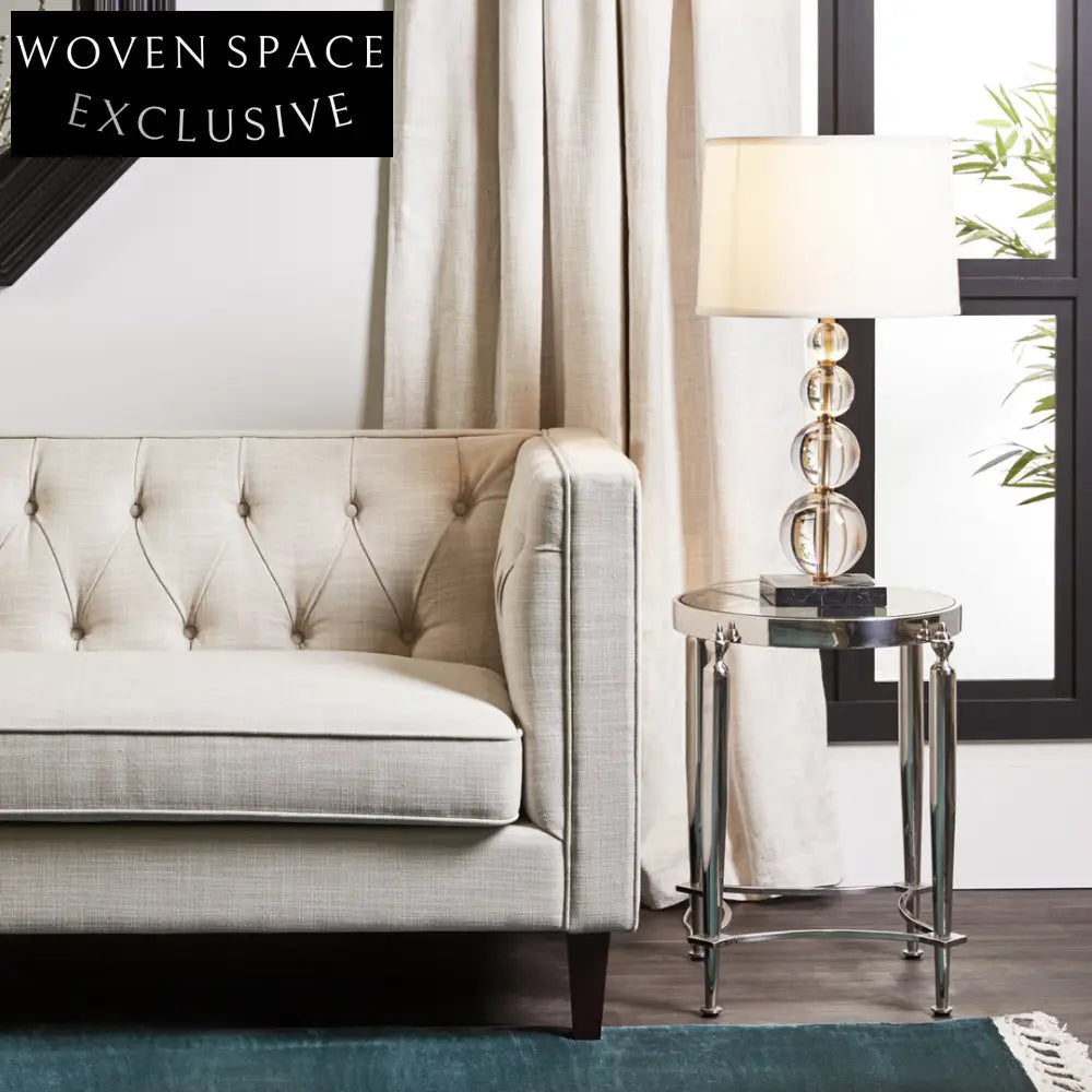 Tuxedo 3 Seater Tufted Sofa - Natural Linen Sofa