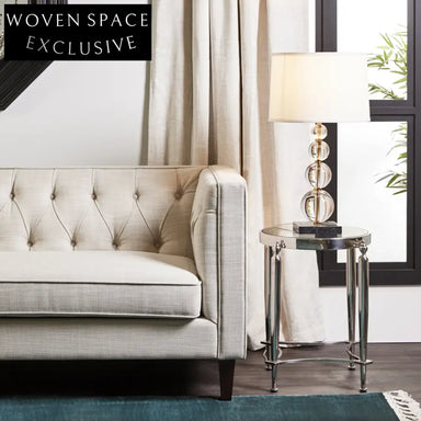 Tuxedo 3 Seater Tufted Sofa - Natural Linen Sofa