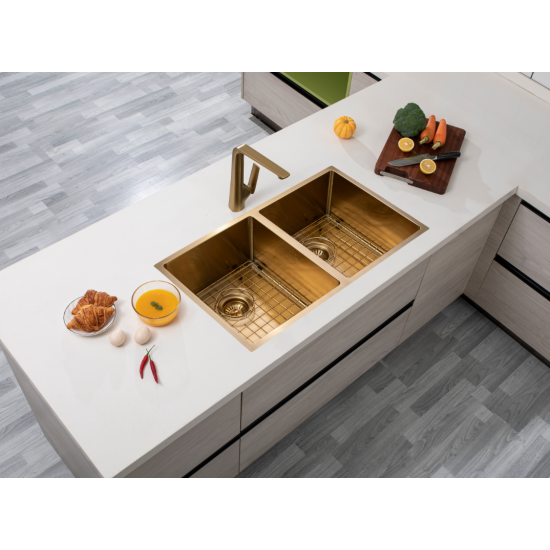 770x450x215mm 1.2mm Handmade Top/Undermount Double Bowls Kitchen Sink