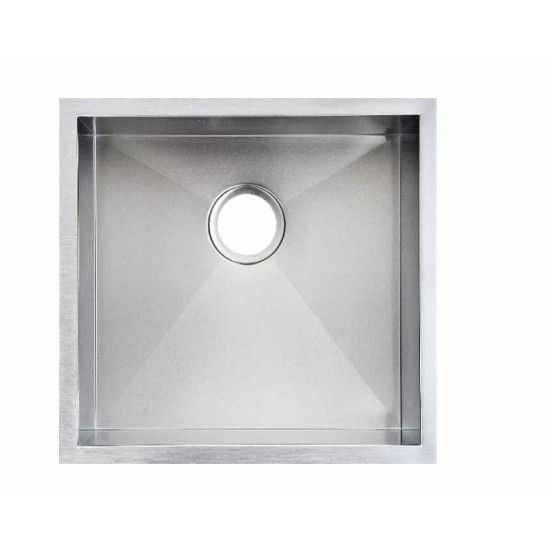 440x440x205mm Satin Stainless Steel Handmade Single Bowl Sink for Flush Mount and Undermount