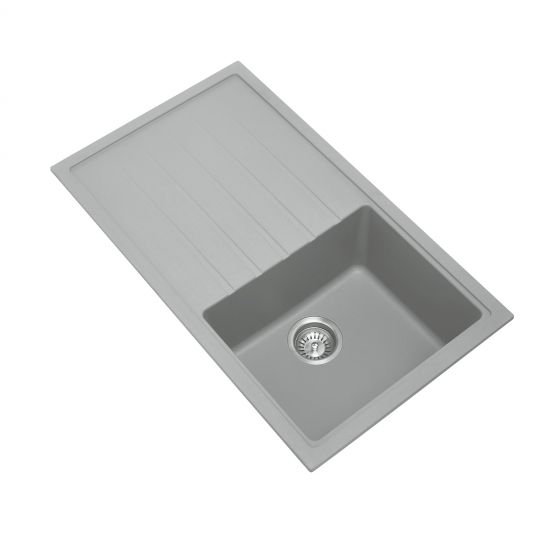 860 x 500 x 205mm Carysil Concrete Single Bowl With Drainer Board Granite Kitchen Sink Top/Flush/Under Mount