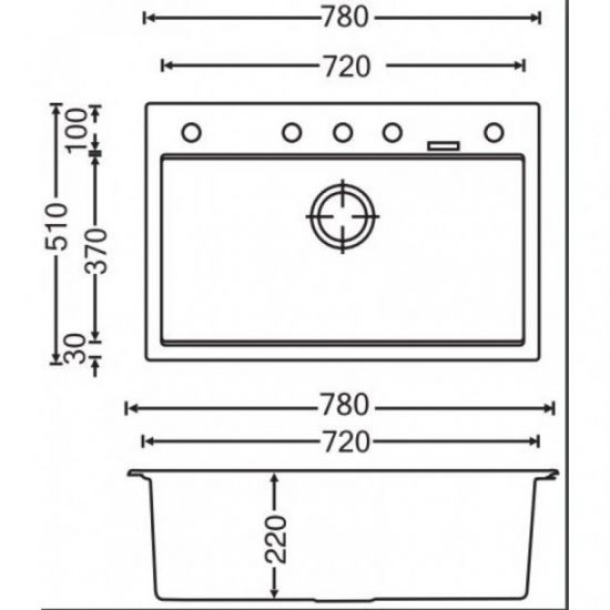 Carysil Waltz 780 Granite Single Bowl Stone Kitchen Sink 780*510*220mm