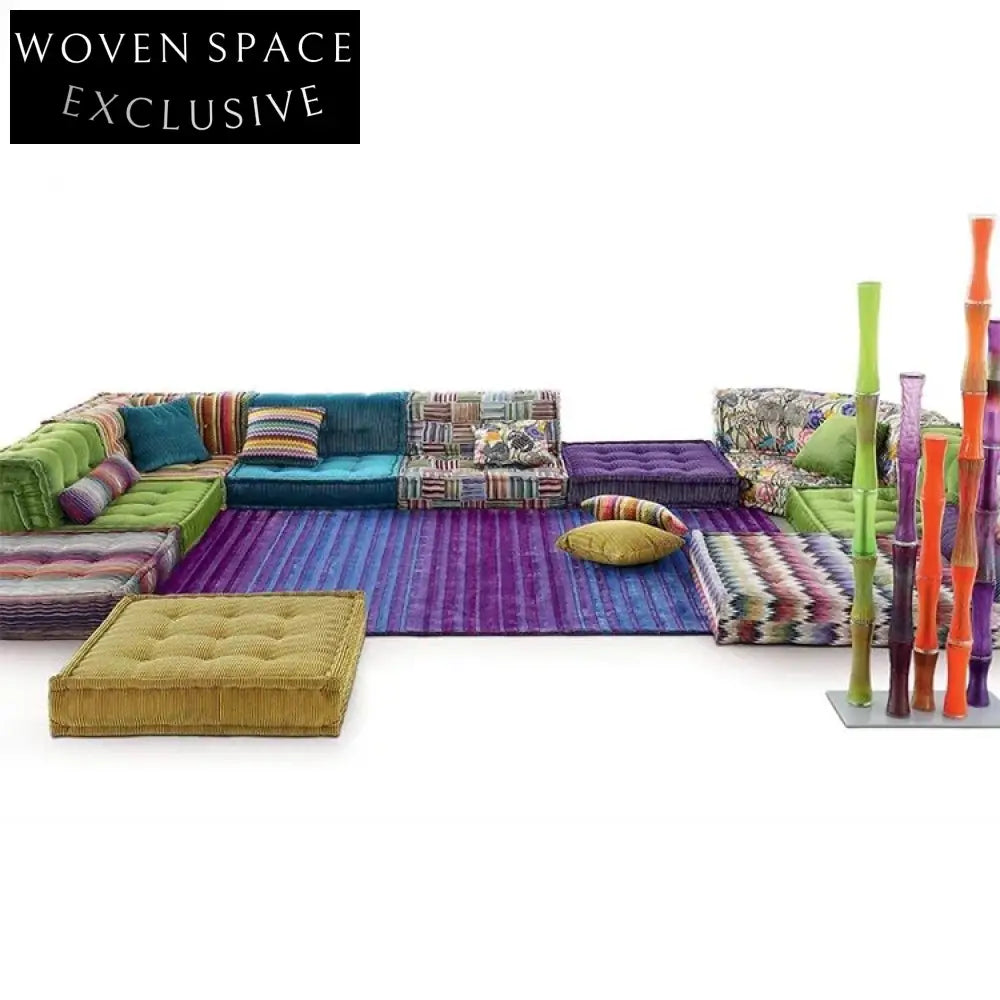 Ultimate 7-Seat Modular Sectional Sofa Set with Ottoman, Colorful Fabric