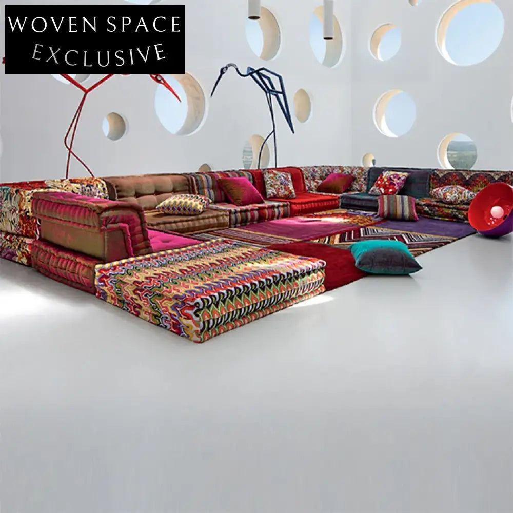 Ultimate 7-Seat Modular Sectional Sofa Set with Ottoman, Colorful Fabric