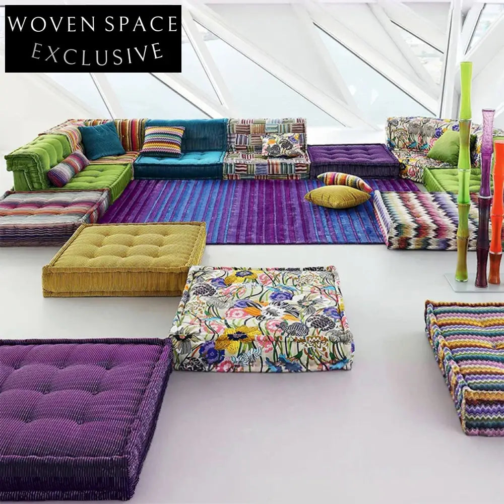 Ultimate 7-Seat Modular Sectional Sofa Set with Ottoman, Colorful Fabric