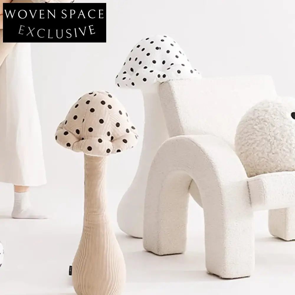 Ultra-Soft J-Shaped Long Sofa Cushion Pillow with Whimsical Mushroom Design