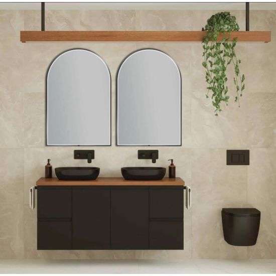 600*900mm Arch 3 Color Lighting Gun Metal Grey Aluminum Framed Front Hidden LED Mirror with Touch Sensor Switch